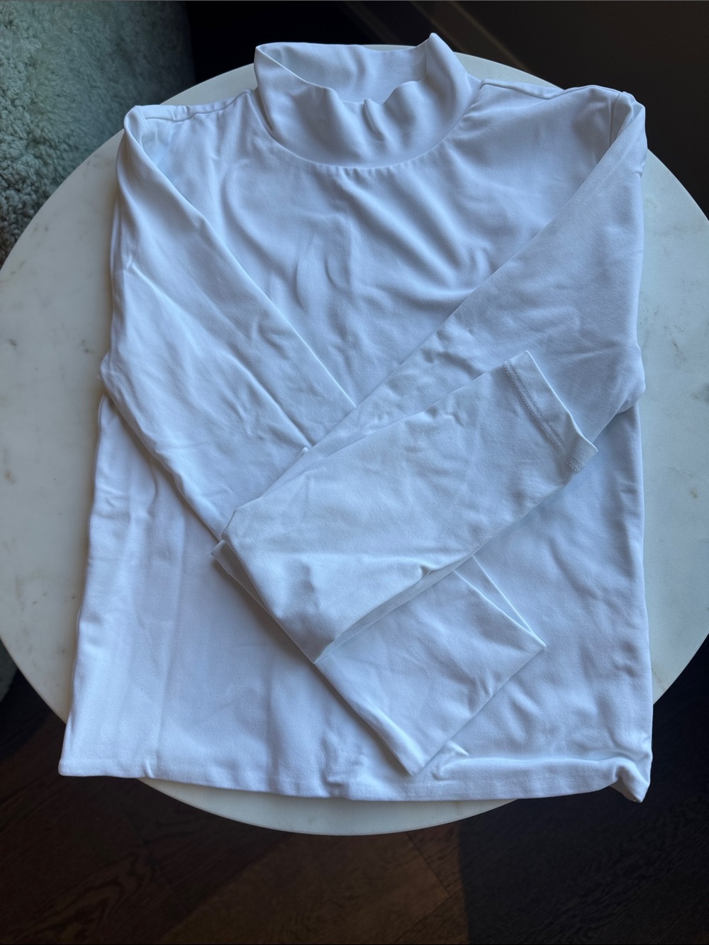 Babaton White Mock Neck Long Sleeve Tee